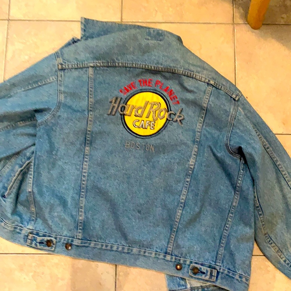 XL man denim jacket. hard Rock Owned by a lady.